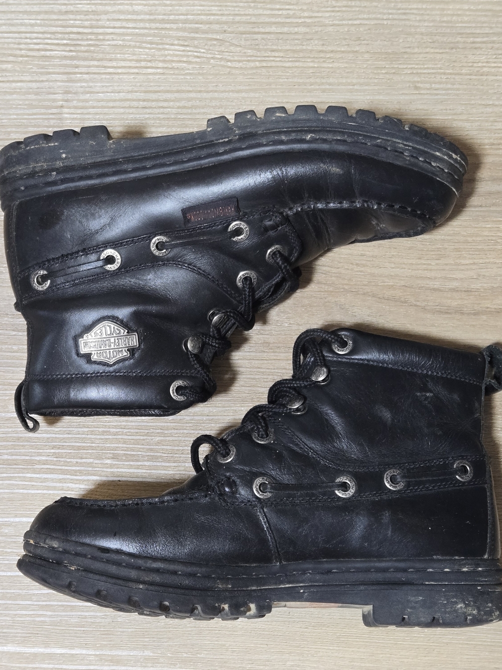 Harley-Davidson Vintage Women's Black Leather Lace-Up Moc Toe Boots - Picture 2 of 8